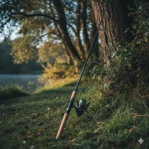 An illustration of a compact 9ft stalking carp fishing rod, ideal for mobile angling in tight swims and under trees.