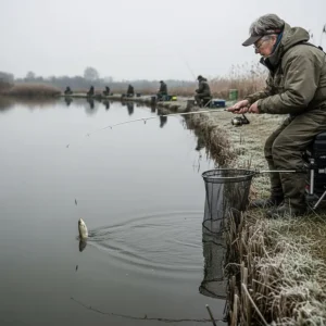 A lightweight match rod designed for catching roach and skimmers during a winter league match.