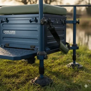 Alt text for image 8 The durable aluminium frame and locking leg mechanisms of a modern seatbox showing robust build quality for the price.