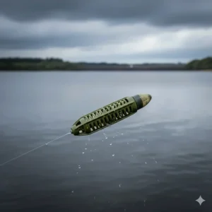 A bullet-style cage feeder streamlined for long-distance casting on large reservoirs.