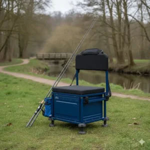 A compact, entry-level fishing seatbox with a shoulder strap, perfect for roving on UK rivers.