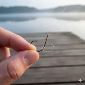 An eyed coarse fishing hook suitable for knotless knots and hair rigging for larger fish like carp and tench.