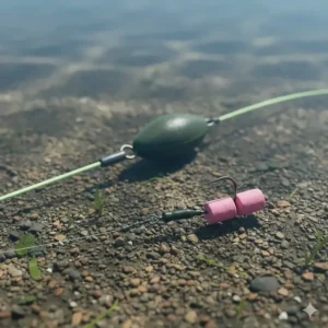 Illustration of clear monofilament fishing line becoming nearly invisible when submerged in freshwater.