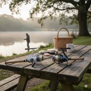 A side-by-side display of entry-level Shimano and Daiwa reels, representing the best value-for-money options for UK anglers.