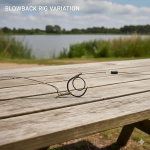 A variation of the hair rig setup featuring a small rig ring on the hook shank to create a blowback effect for wary fish.