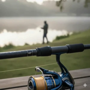Close-up of a Daiwa reel featuring the High Impact Protection (HIP) line clip, essential for accurate distance casting.