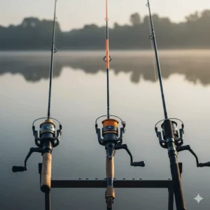 A selection of pellet waggler and quivertip feeder rods with 3000-sized fixed spool reels.