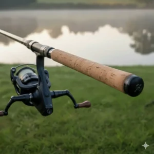 Traditional full cork handle and DPS reel seat on a modern specimen carp rod.