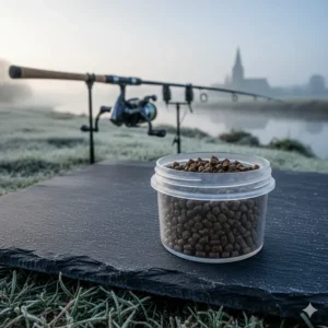 Low-oil 2mm micro pellets suitable for cold water commercial fishery sessions in the UK.