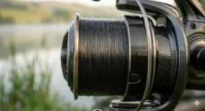 Close-up of neat line lay on a spool, essential for casting distance and avoiding tangles.