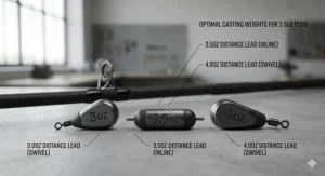 A selection of 3oz to 4oz distance leads, the ideal casting weight for 3.5lb test curve rods.