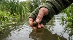 A detailed look at raw ingredients used in the best fishmeal boilies, including LT94 fishmeal and kelp powder in a petri dish.