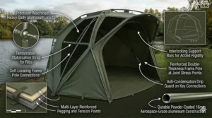 Structural diagram of a three-rib pram-hood frame system for a stable 2 man bivvy in high winds.