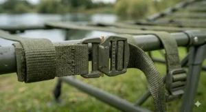 An extra-wide carp fishing bedchair compared next to a standard-sized model to highlight the added shoulder room for night sessions.