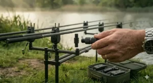 A protective, padded storage case for transporting buzz bars and fishing alarms safely.