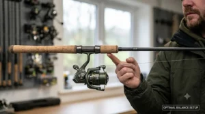A perfectly balanced pike lure rod and reel combination, demonstrating optimal weight distribution for predator fishing.