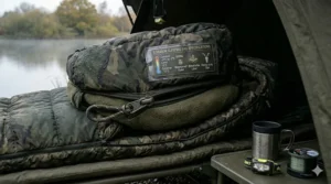 A wide-fit 3-season sleeping bag providing extra room for movement while night fishing.