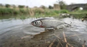 A classic jerkbait lure mid-glide, demonstrating the erratic movement required to trigger strikes from specimen pike.