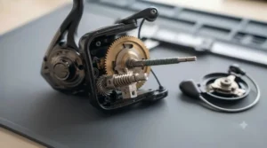 Demonstrating the superior line lay and oscillation of a fixed spool pike reel.