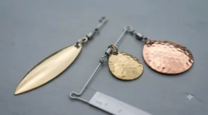 Comparison of willowleaf and French spinner blades for pike.