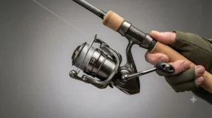 Close-up of a delicate perch fishing rod tip showing high sensitivity for light bites.