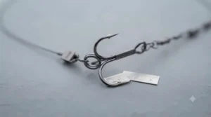 High-quality, sharp treble hook on a pike spinnerbait.