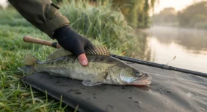 Successful catch and release of a UK zander caught using a specialist predator rod.