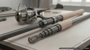 Comparison of a two-piece breakdown section alongside a compact telescopic best catfish rod.