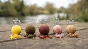 A variety of fishmeal and spice flavoured barbel boilies suited for hard-fished British waters.