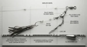 A classic UK sea fishing pulley rig tied for targeting cod over rough ground
