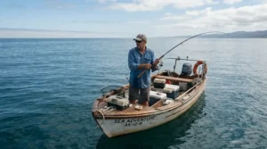 Drift fishing with a light pennel rig for flatfish from a small open boat