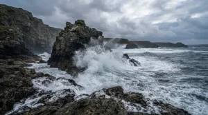 Testing durable pre-tied beach fishing rigs in choppy coastal waters and windy conditions.