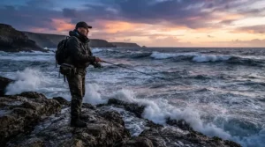 Using pre-tied rig bodies for sea fishing from a rocky shore platform