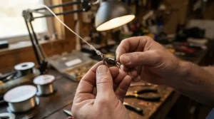 Inspecting swivel quality while constructing rig bodies for sea fishing indoors